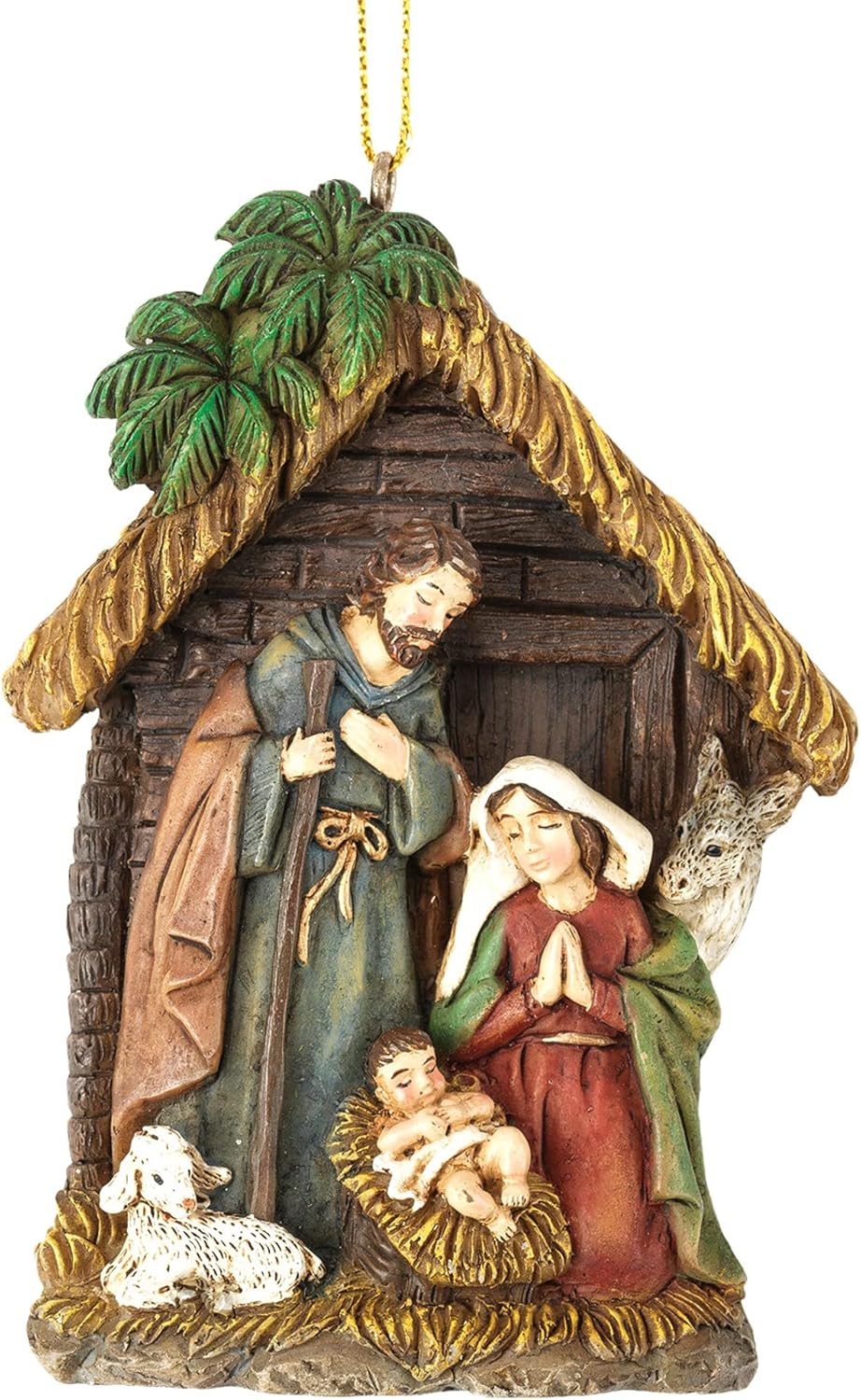 Dicksons Natural Brown Wood Look Holy Family Nativity Resin Hanging Ornament