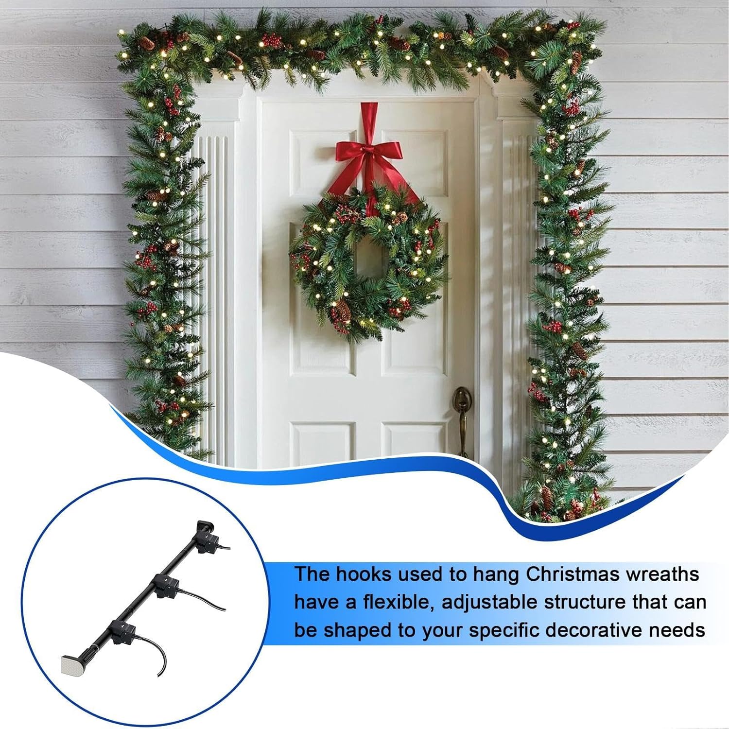 Adjustable Garland Hanger for Front Doors
