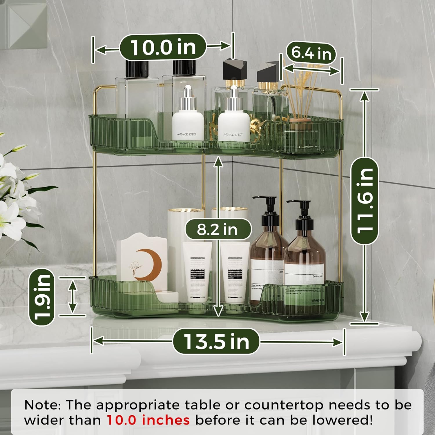 YCIADONE Corner Counter Organizer 2 Tiers Cosmetic Tray