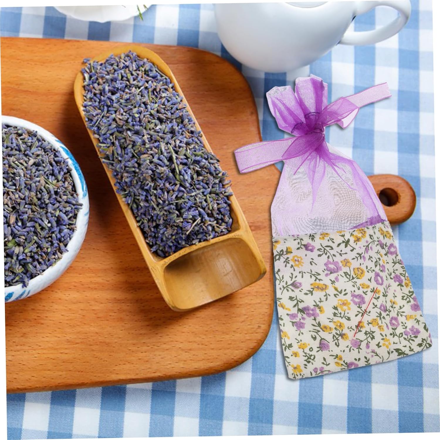 10Pcs Lavender Sachet Bags Organza Drawstring Storage for Aromatherapy