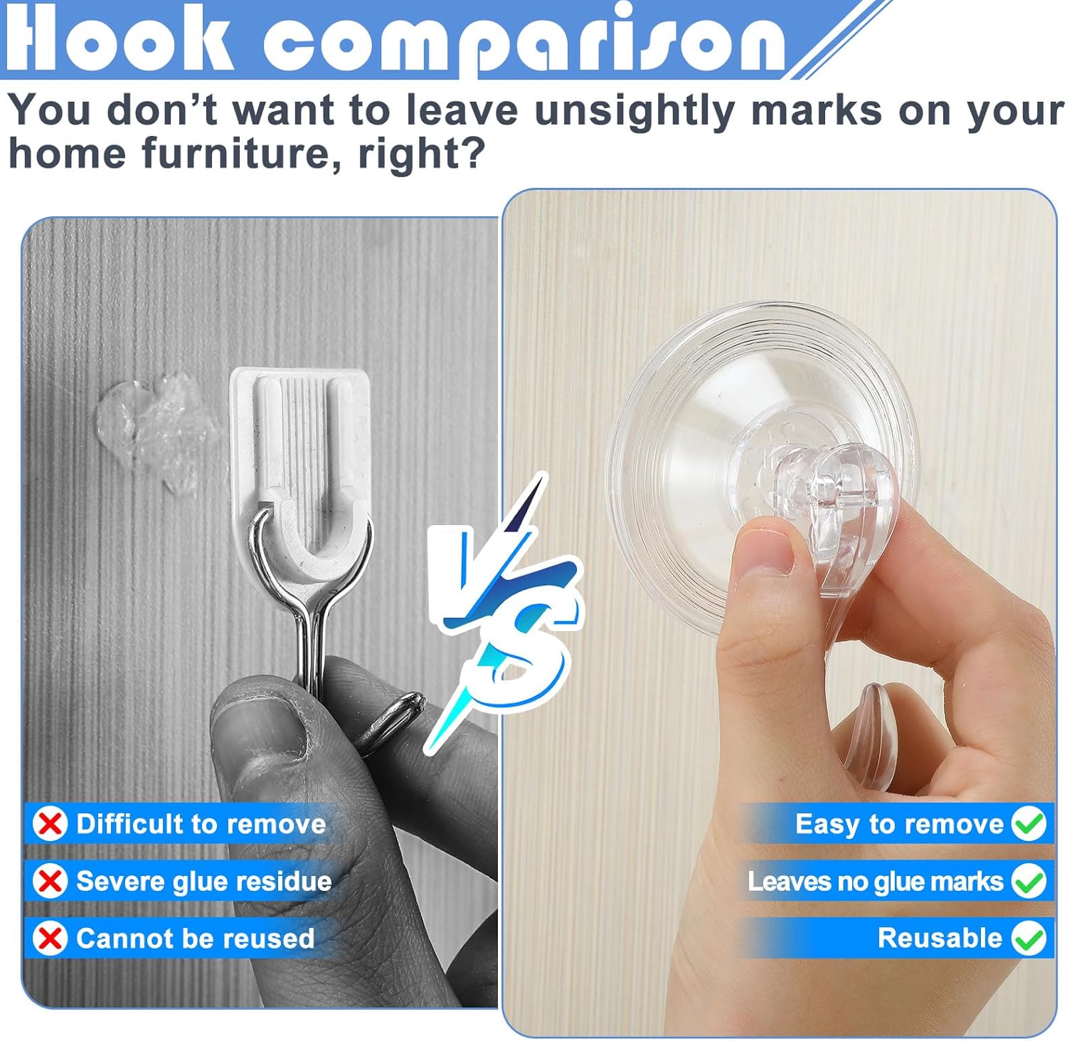Wonderjune 6 Pcs Clear Suction Cup Wreath Hanger