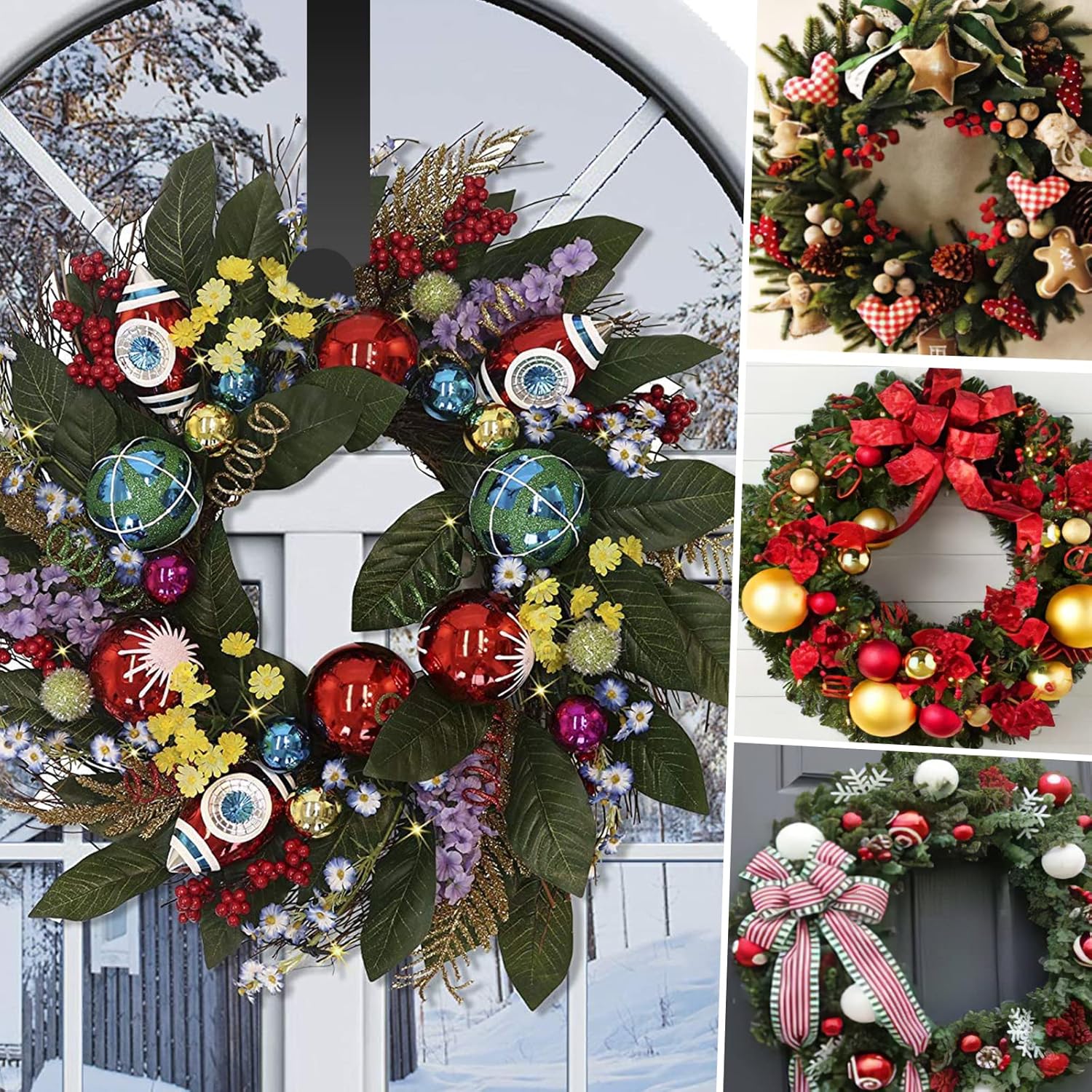 JUGEFORNI 12 Inch Black Door Wreath Hanger