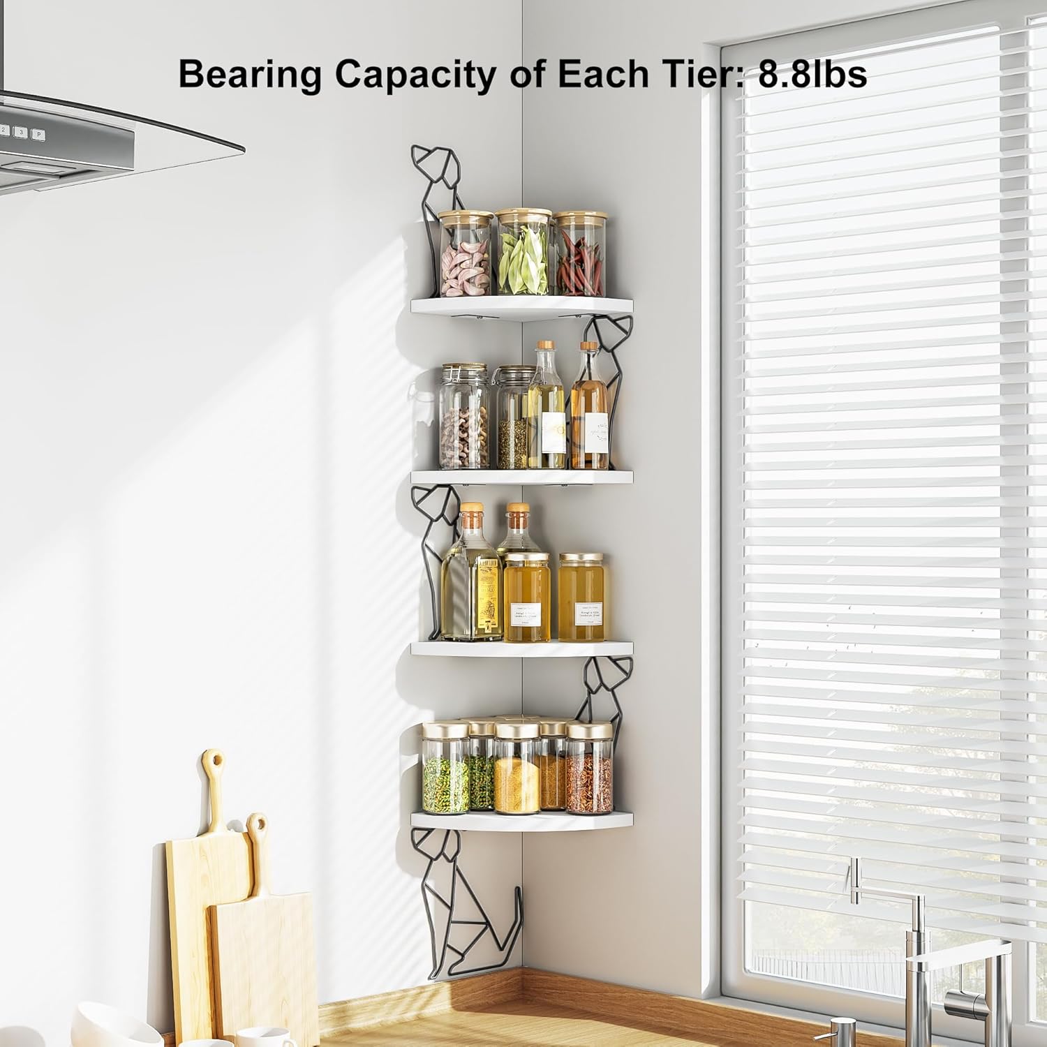 Alsonerbay White Corner Shelf Wall Mount 4 Tier