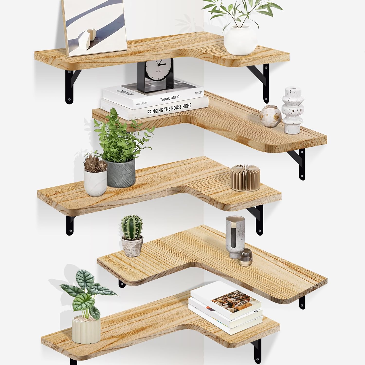 CACASO Corner Floating Shelves Set of 5