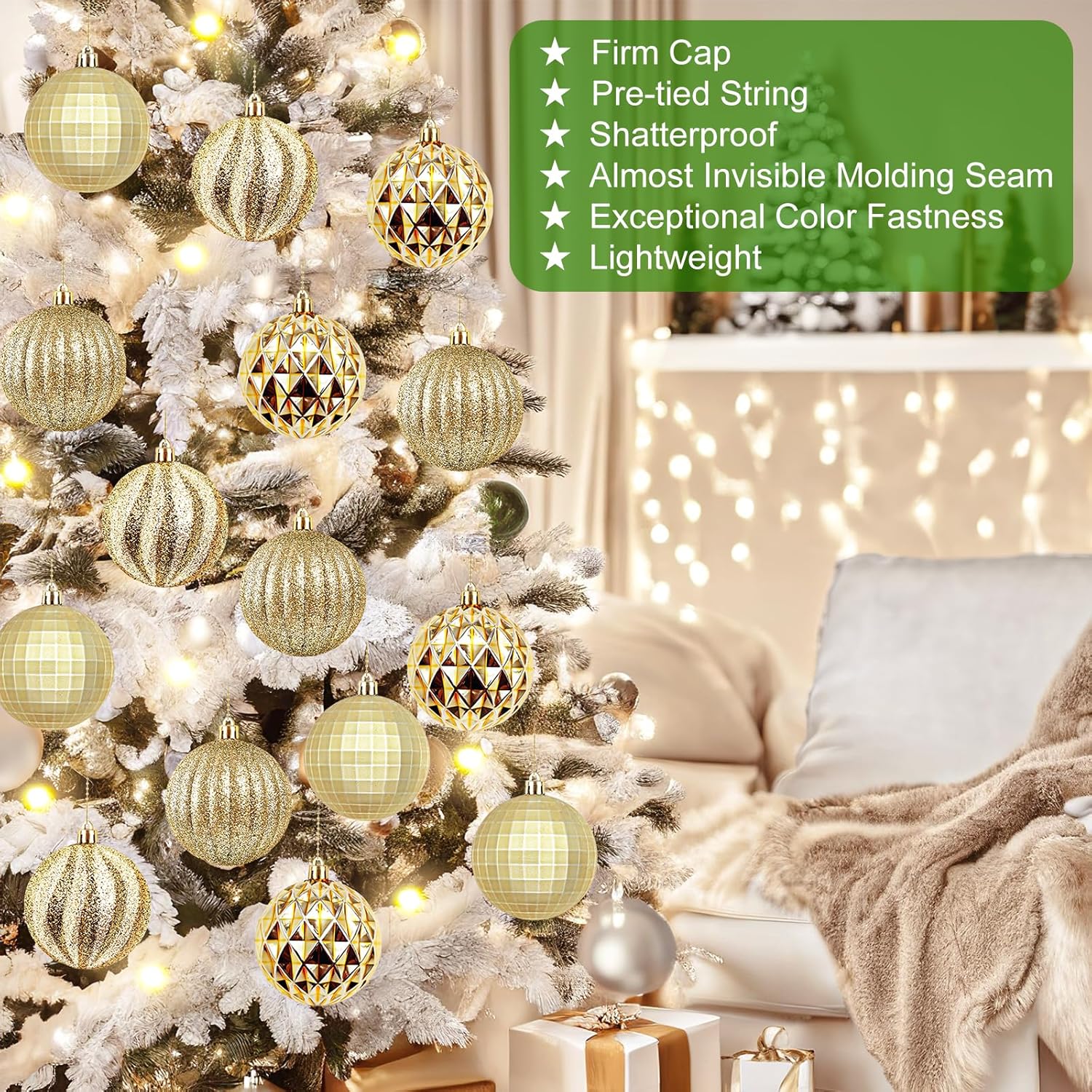 24pcs Shatterproof Christmas Balls Decor Set