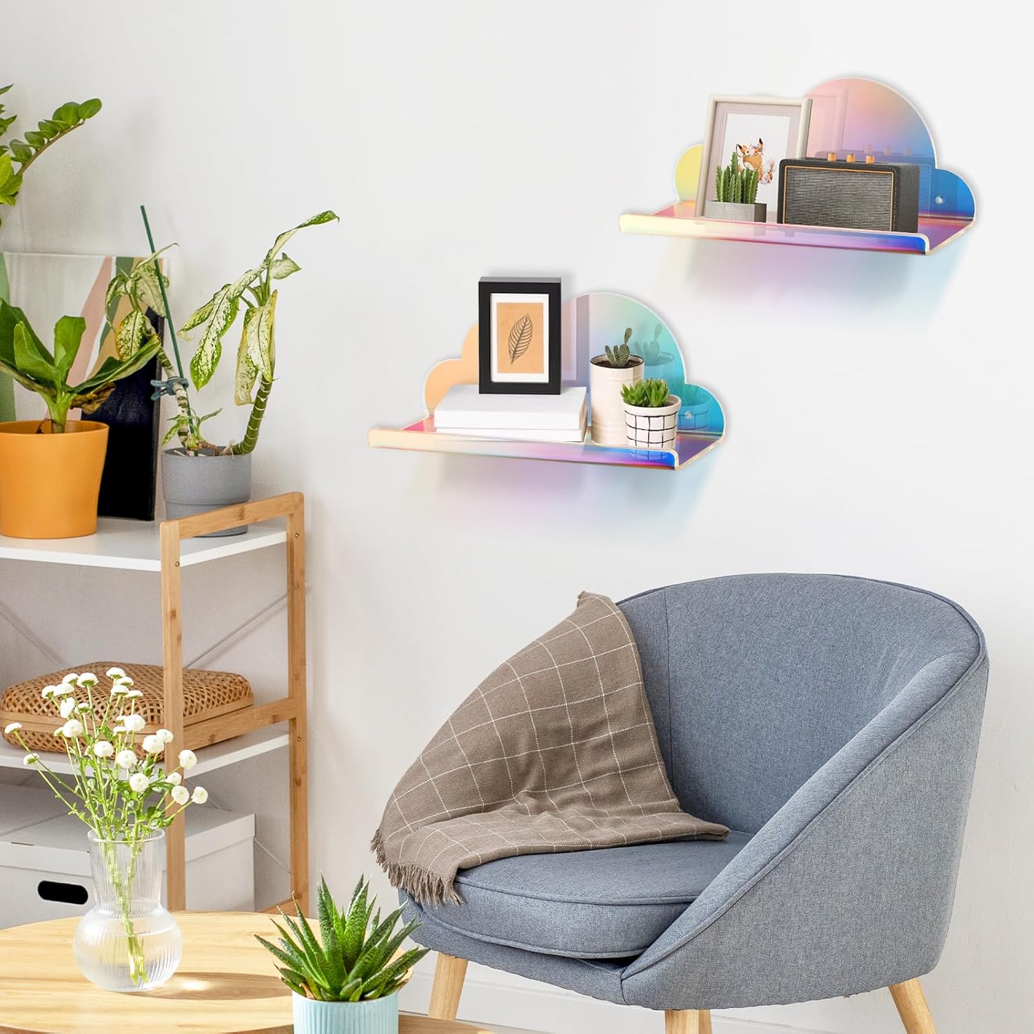 NiHome Iridescent Acrylic Floating Shelves 2 Pack