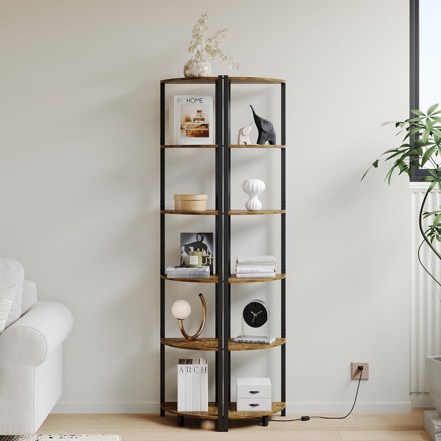 ZIYOO 6 Tier Corner Shelf with LED Light
