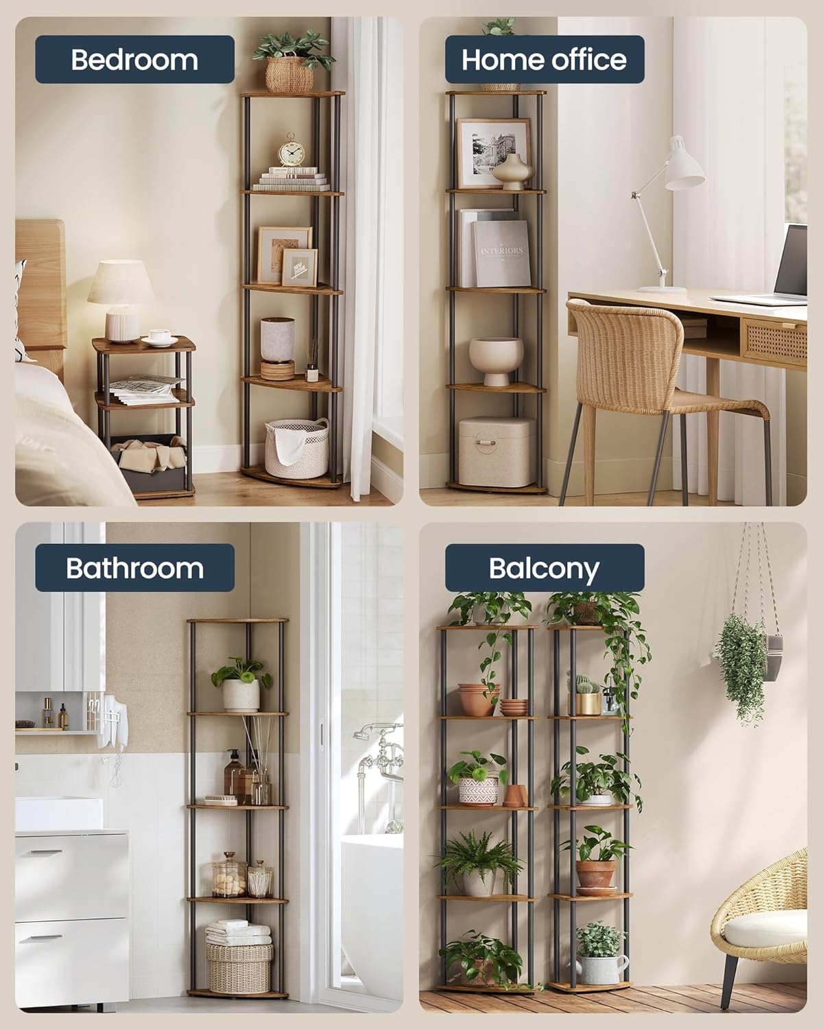 SONGMICS Superfast Toolless 5-Tier Corner Shelf Stand