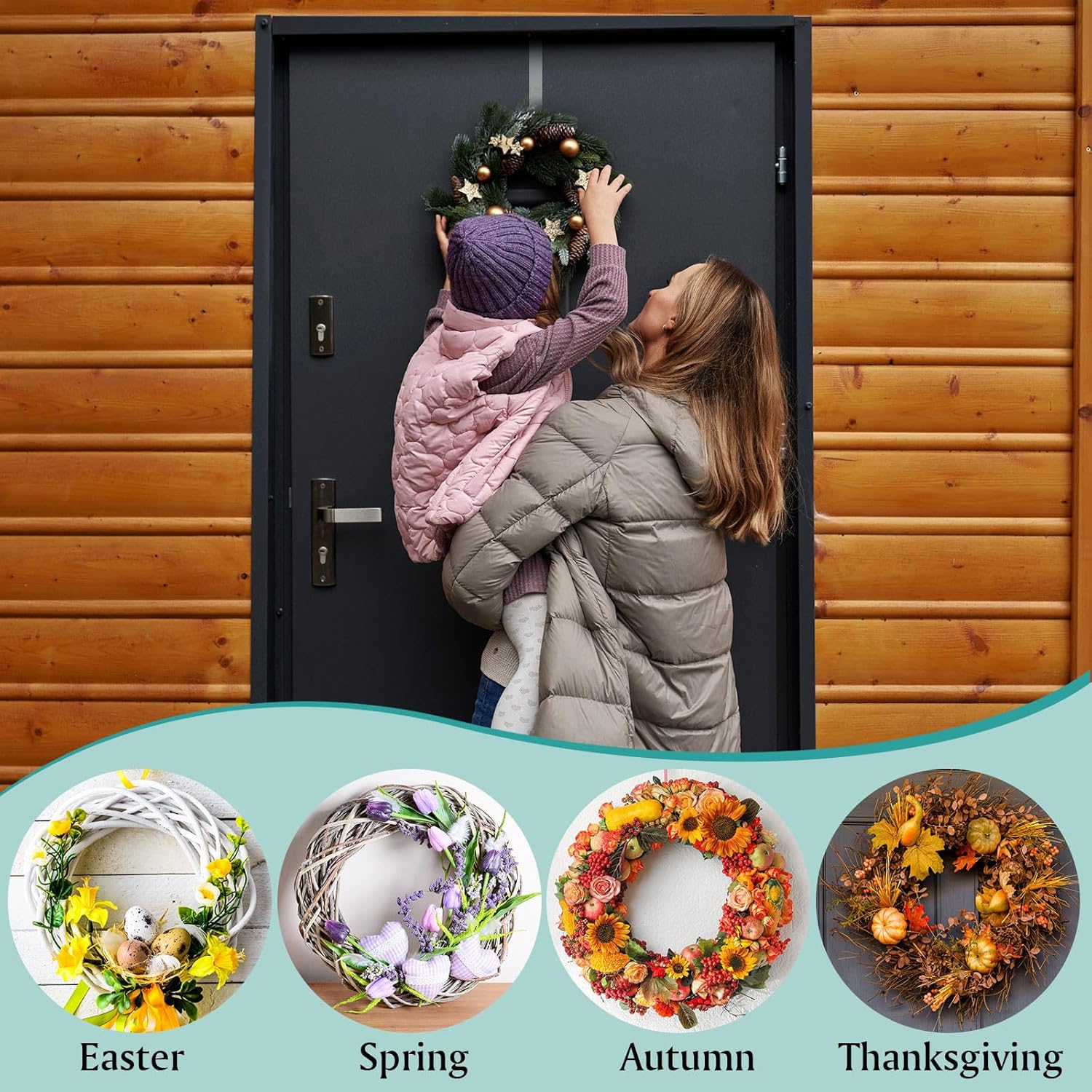 Ripeng 6 Piece 12 Inch Plastic Wreath Hanger for Front Door