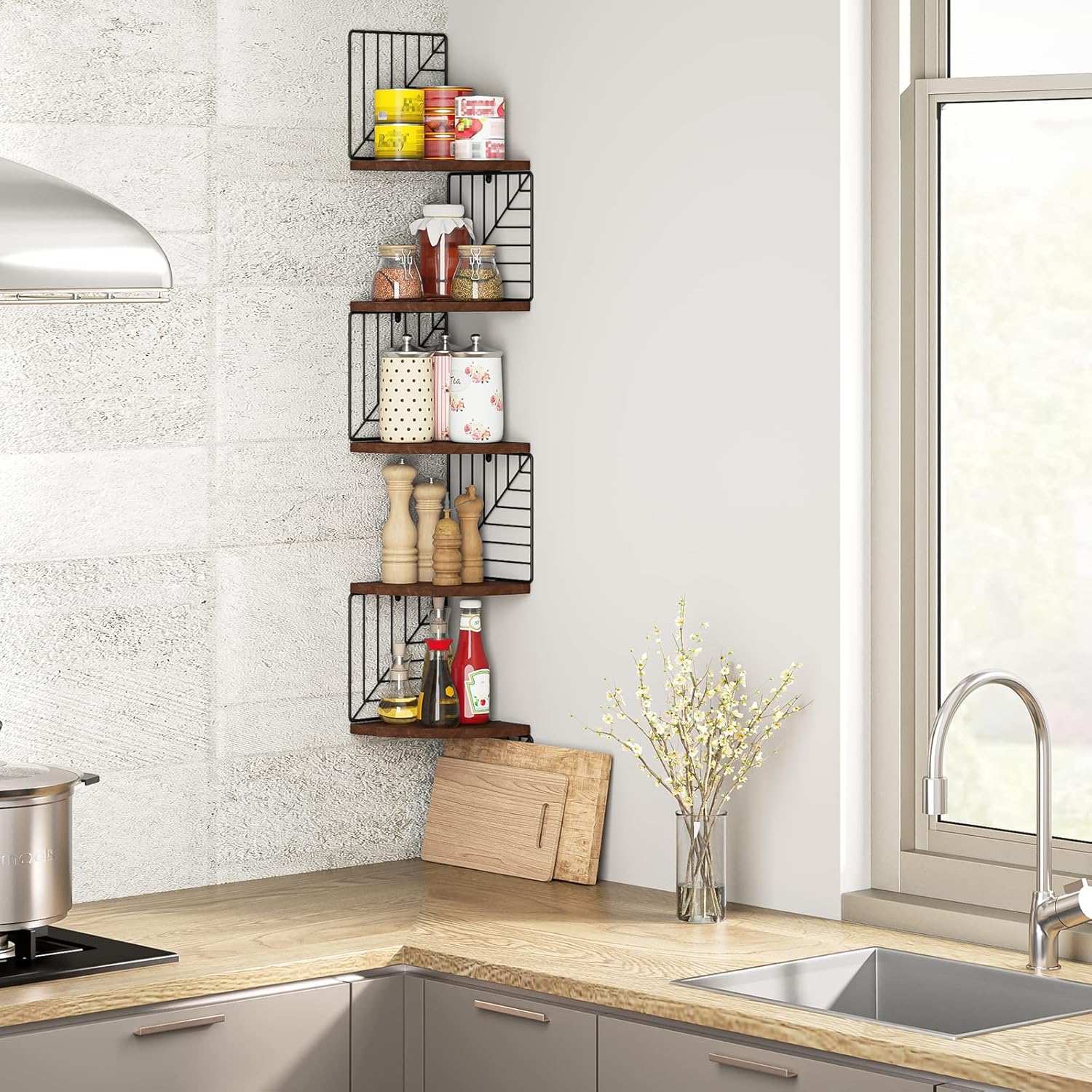 Love-KANKEI 5 Tier Corner Shelf Wall Mount