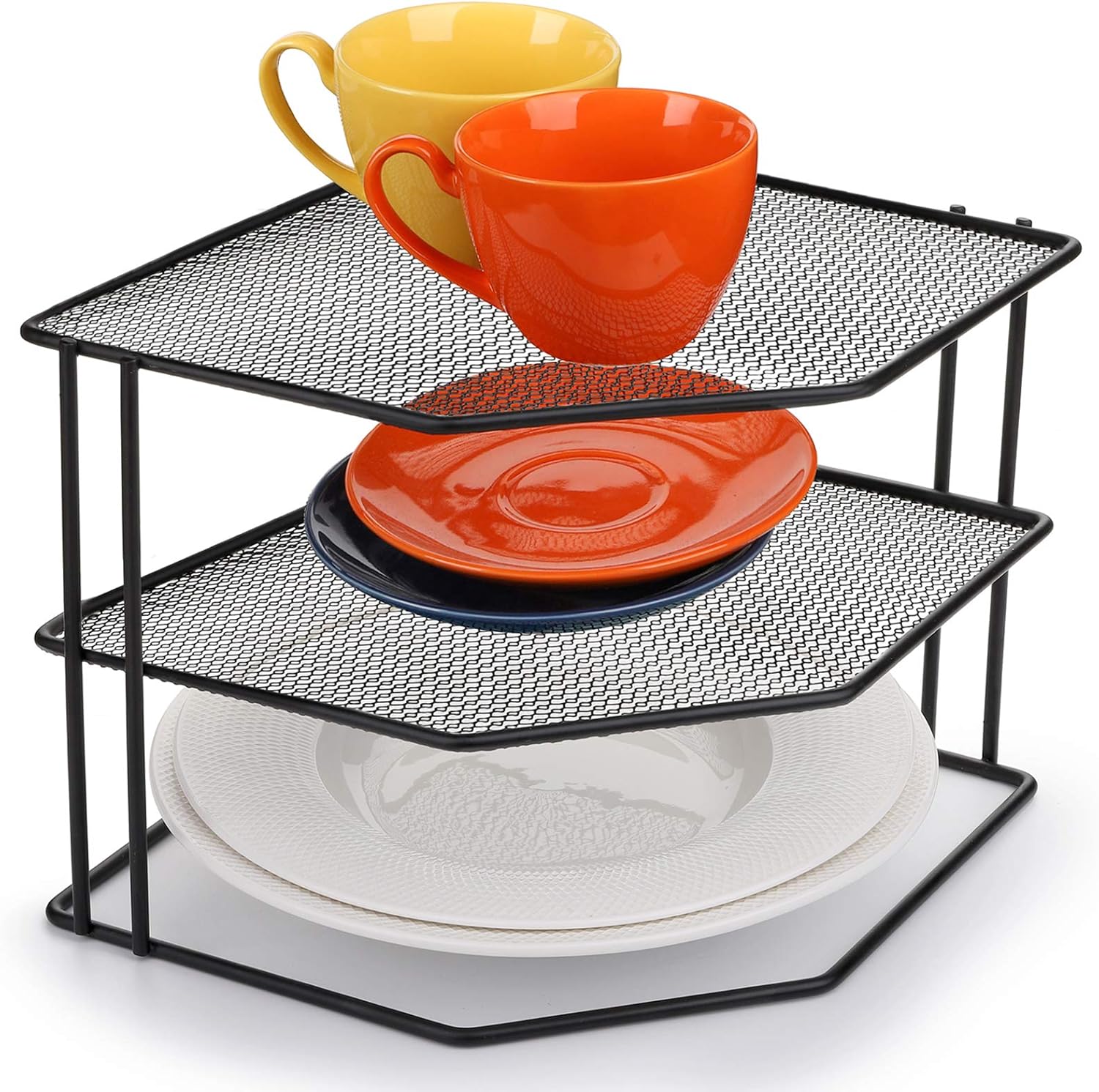 Yarlung 3-Tier Cabinet Corner Shelf Black Metal Organizer