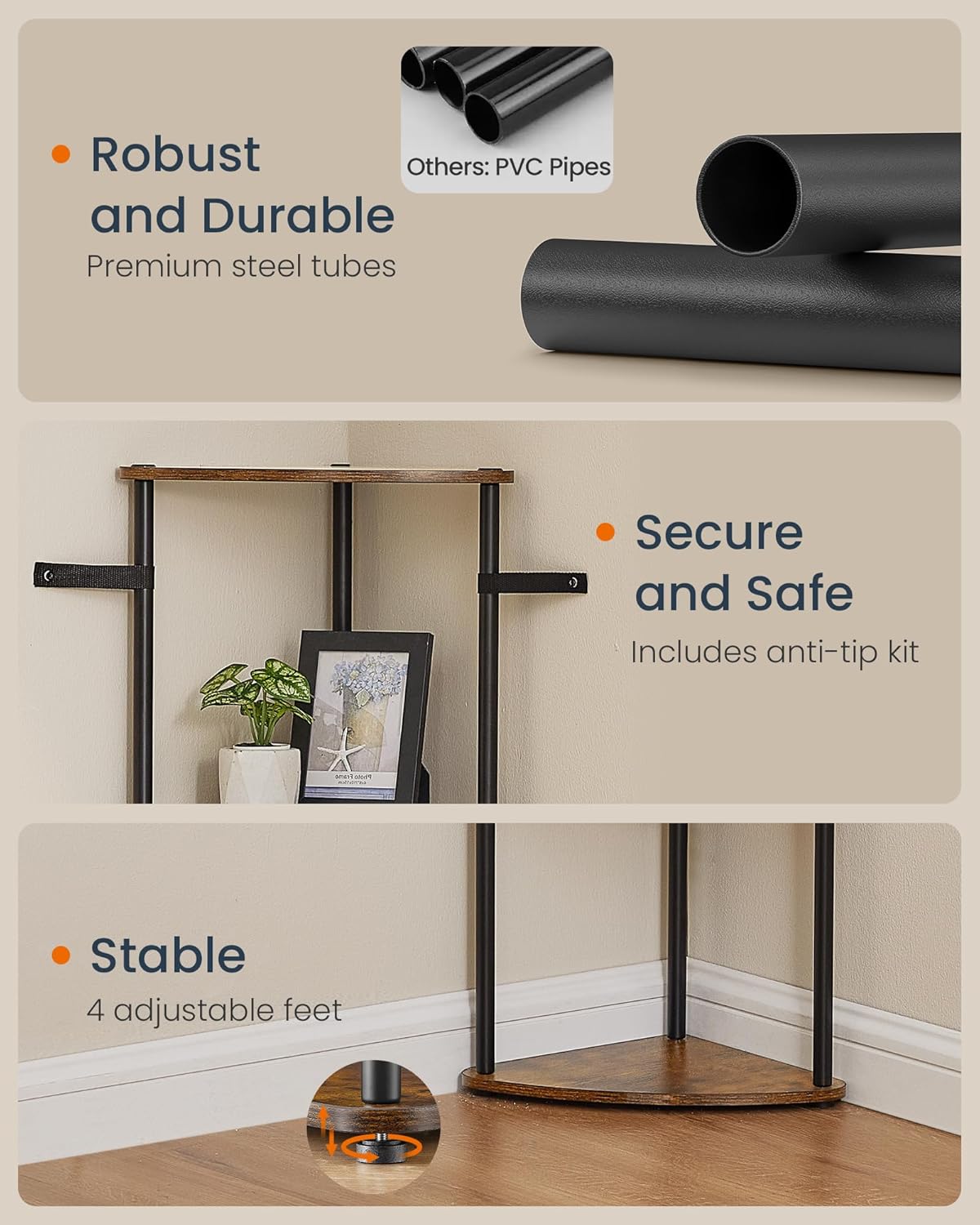 SONGMICS Superfast Toolless 5-Tier Corner Shelf Stand