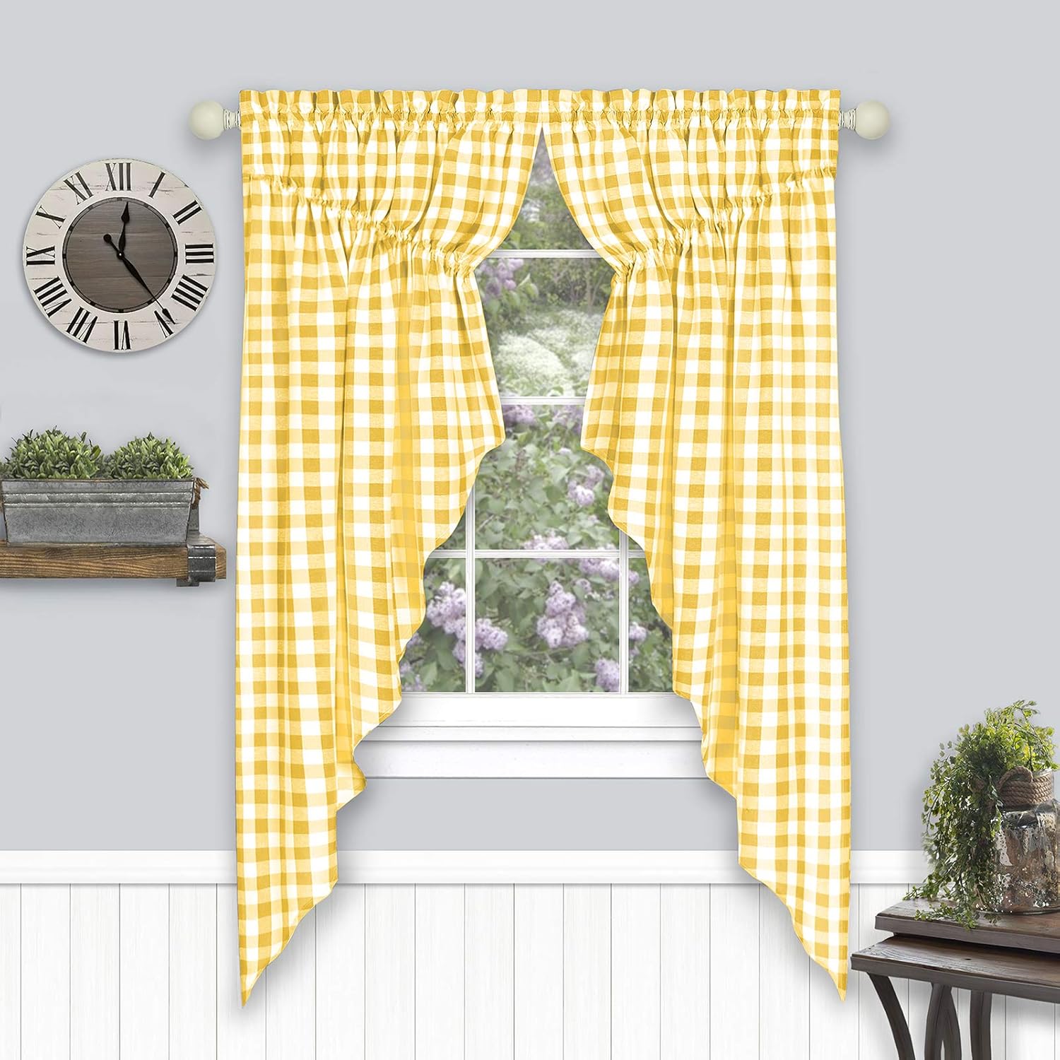 Farmhouse Curtains Buffalo Plaid Gingham Checkered Pair