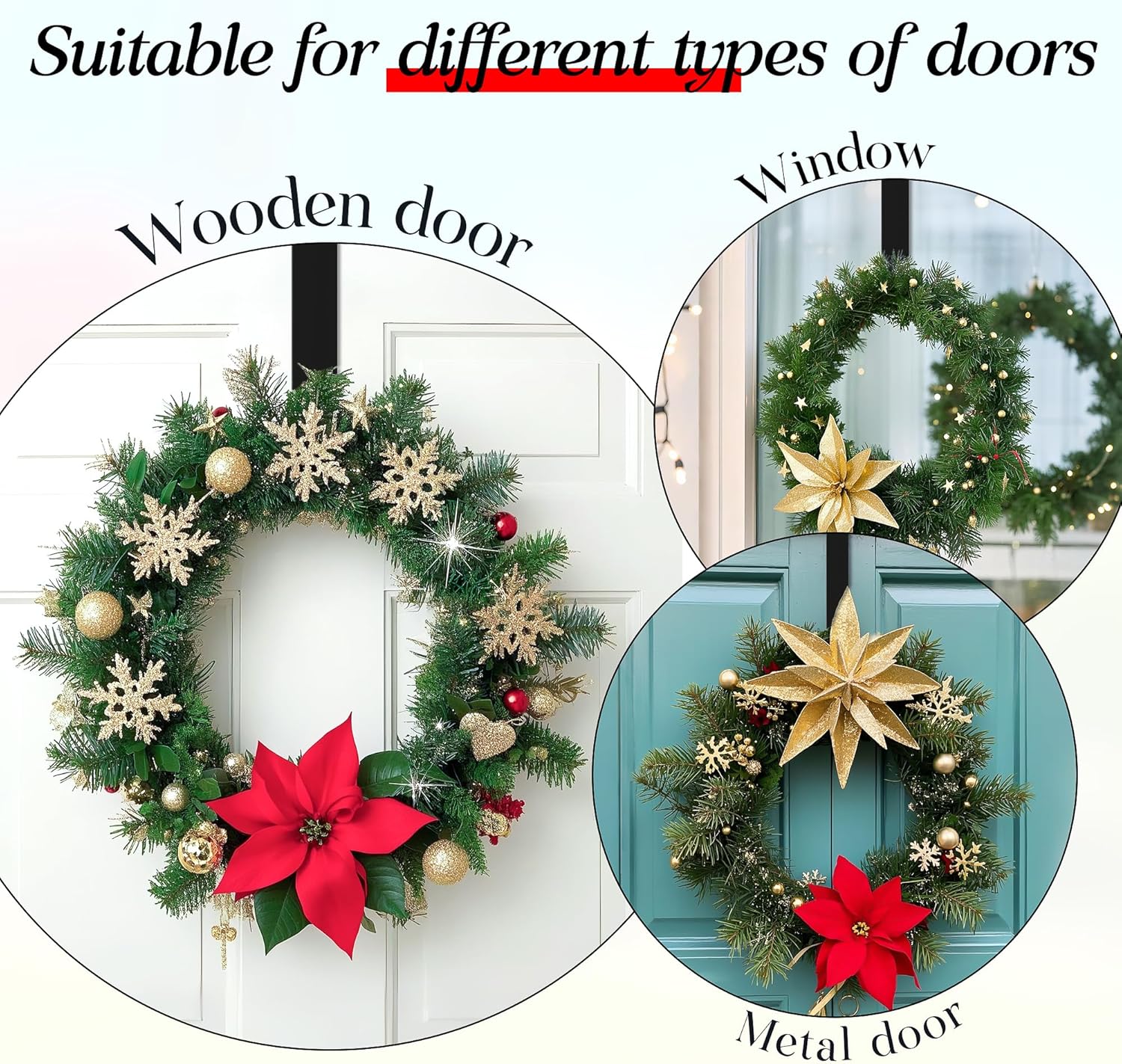 MCFULL 14 Inch Wreath Hangers for Front Door