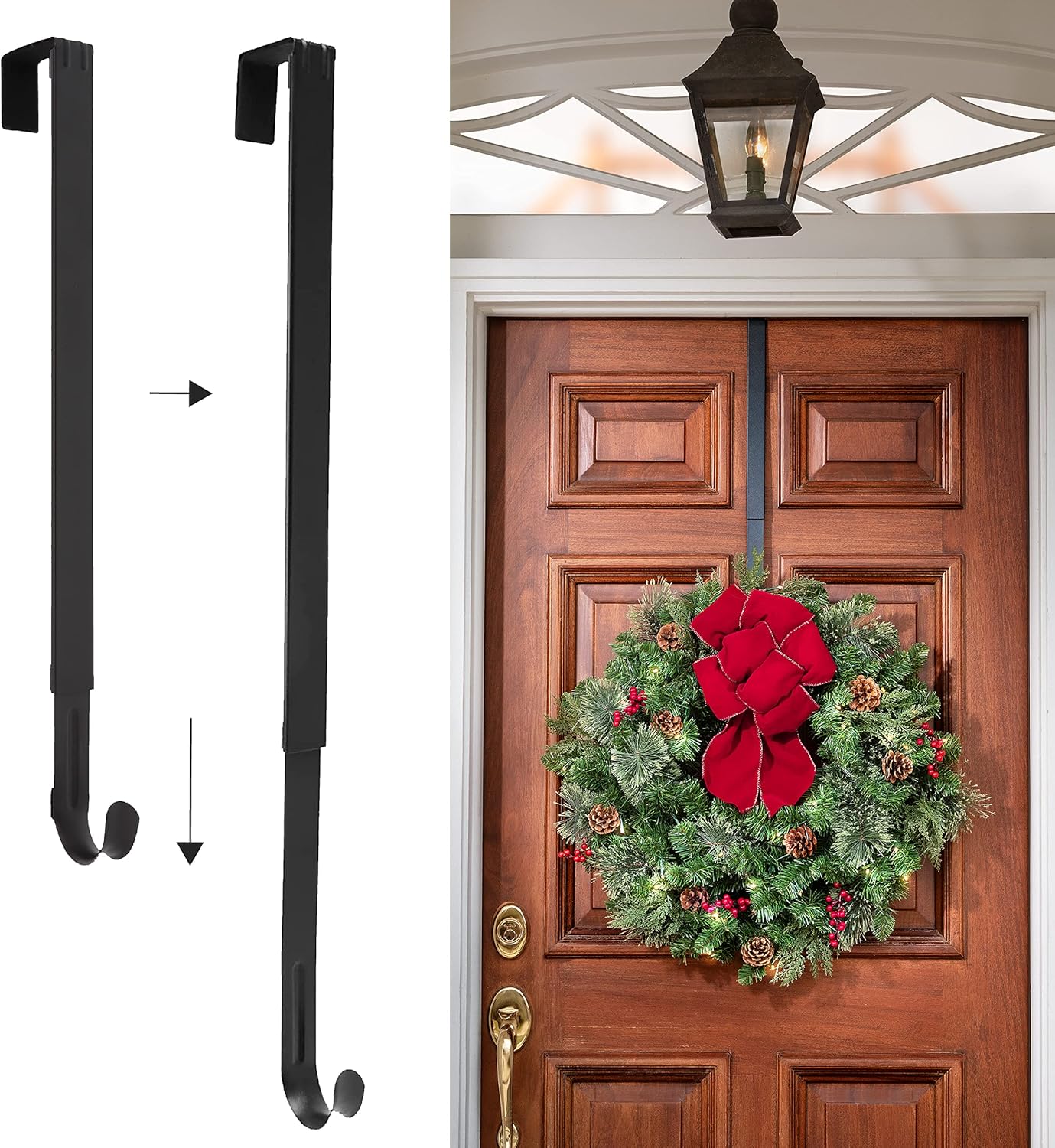 Haute Decor 2-Pack Adjustable Wreath Hanger Hook - Matte Black