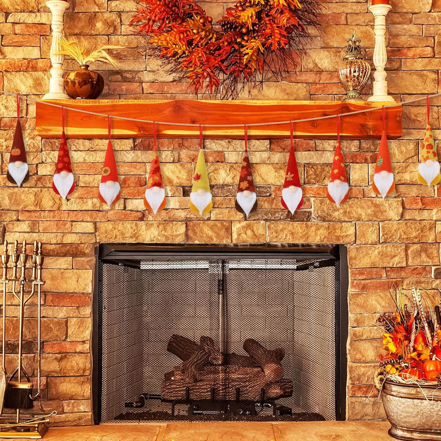 Whaline 10Pcs Fall Gnome Hanging Ornaments