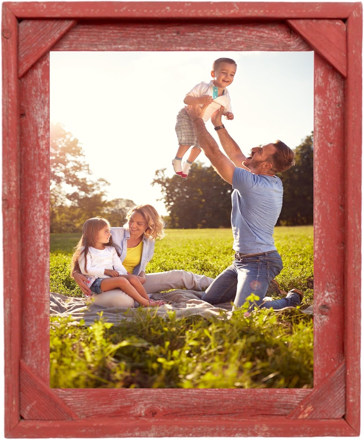 BarnwoodUSA Farmhouse Corner Frame 10x10 Rustic Red