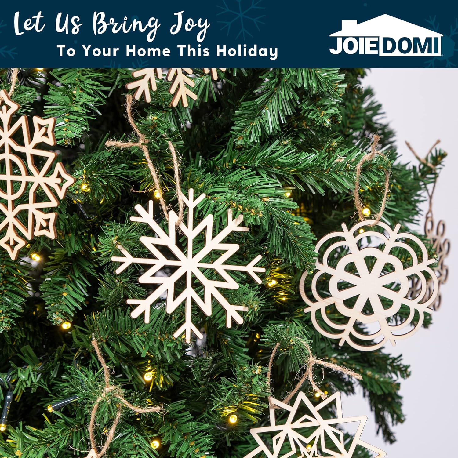 JOIEDOMI 36 Piece Snowflake Wooden Christmas Ornaments Set