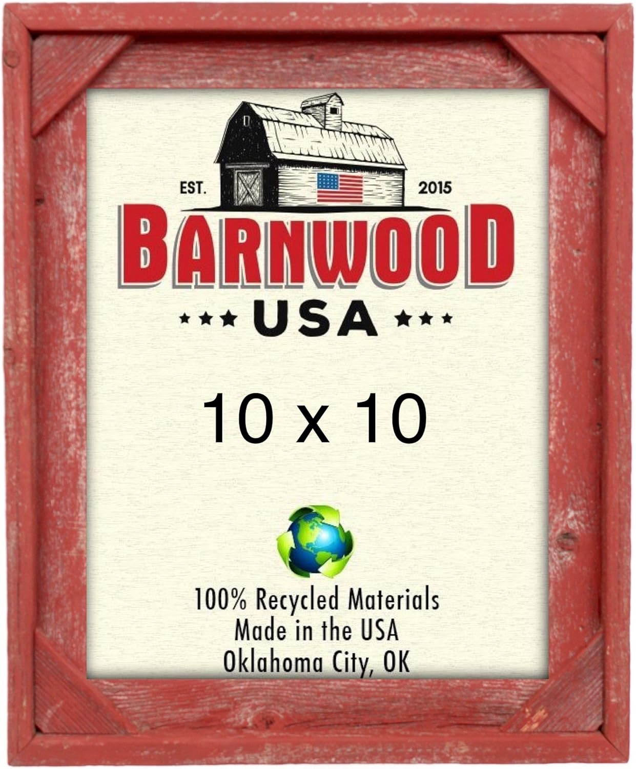 BarnwoodUSA Farmhouse Corner Frame 10x10 Rustic Red