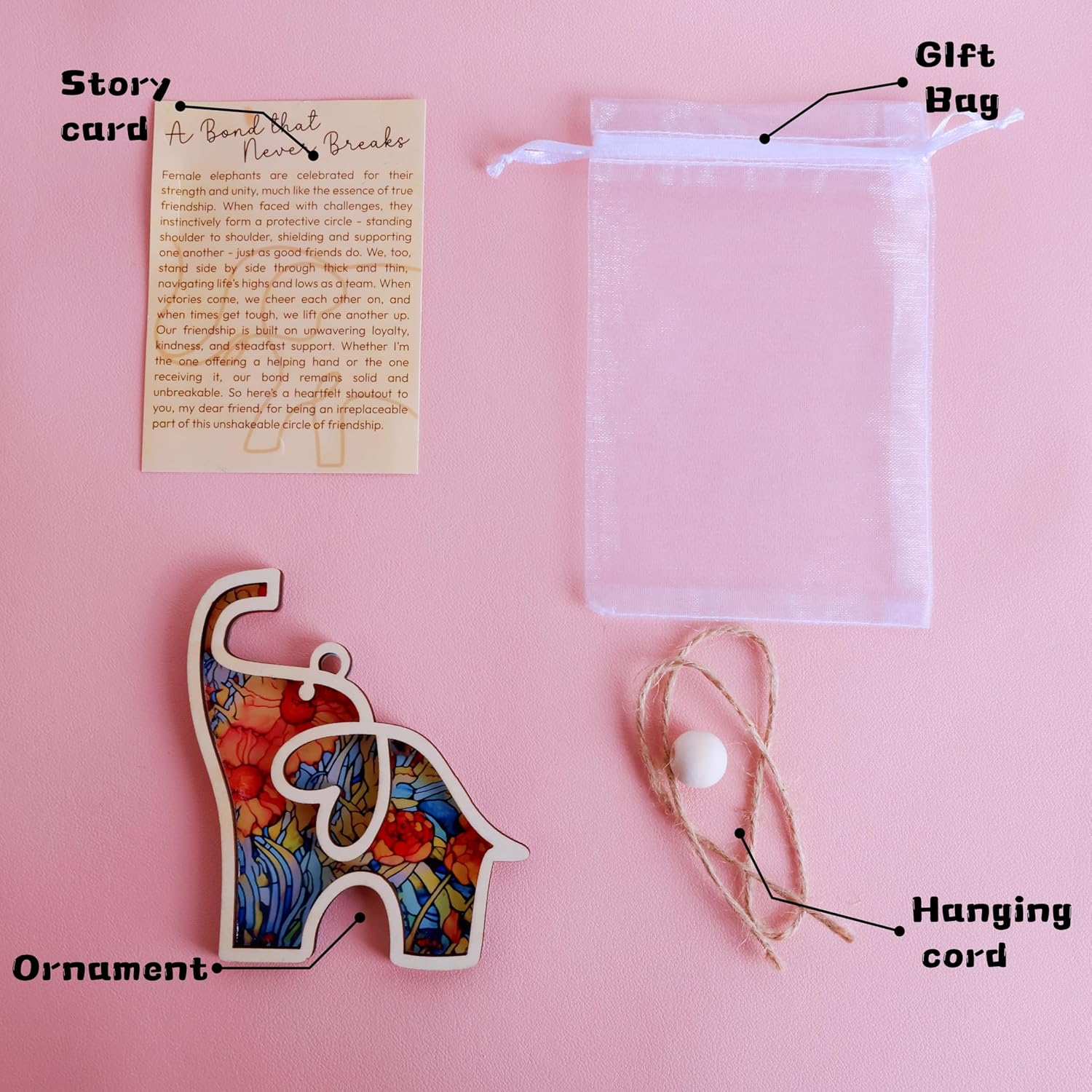 Friendship Elephant Ornament with Gift Card