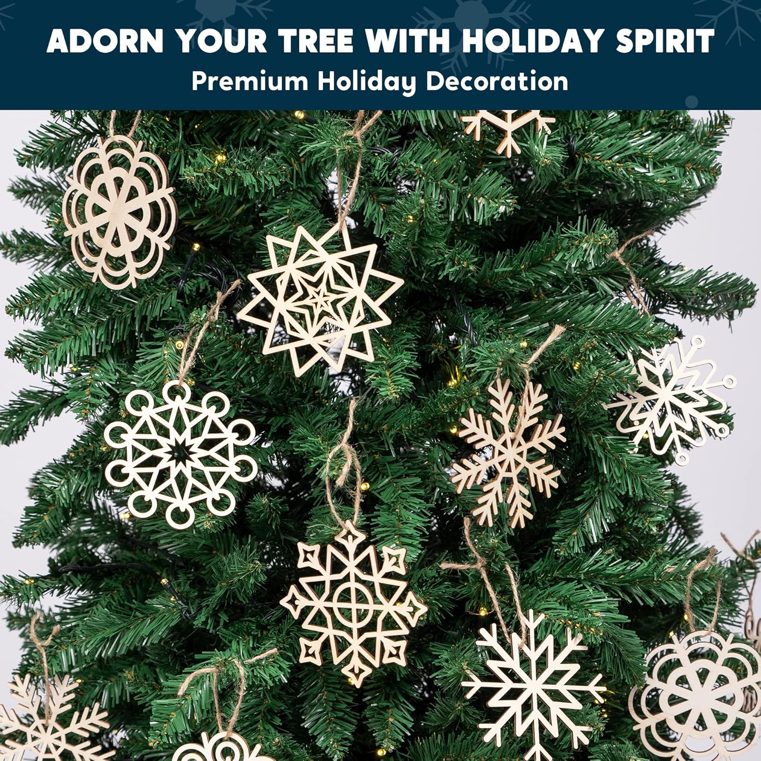 JOIEDOMI 36 Piece Snowflake Wooden Christmas Ornaments Set