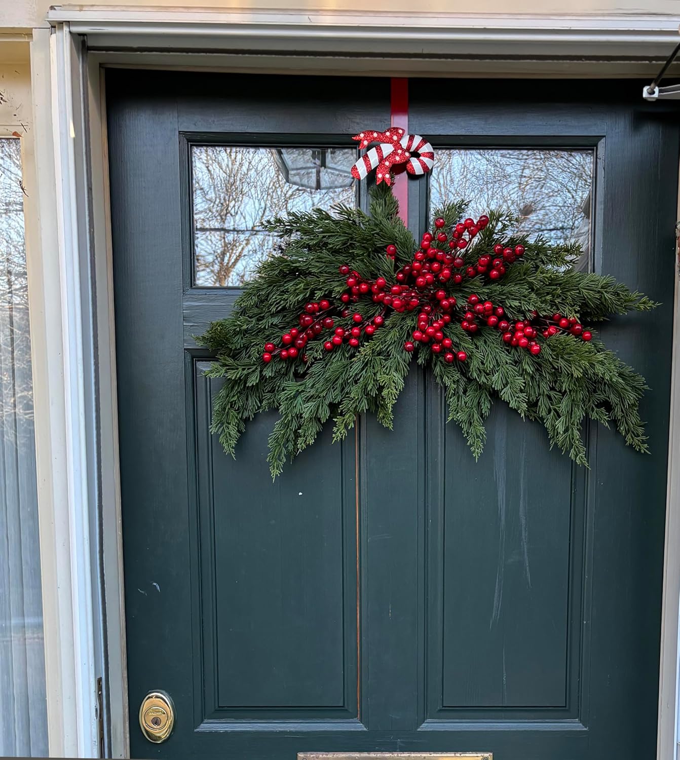 14 Inch Metal Candy Cane Wreath Hanger