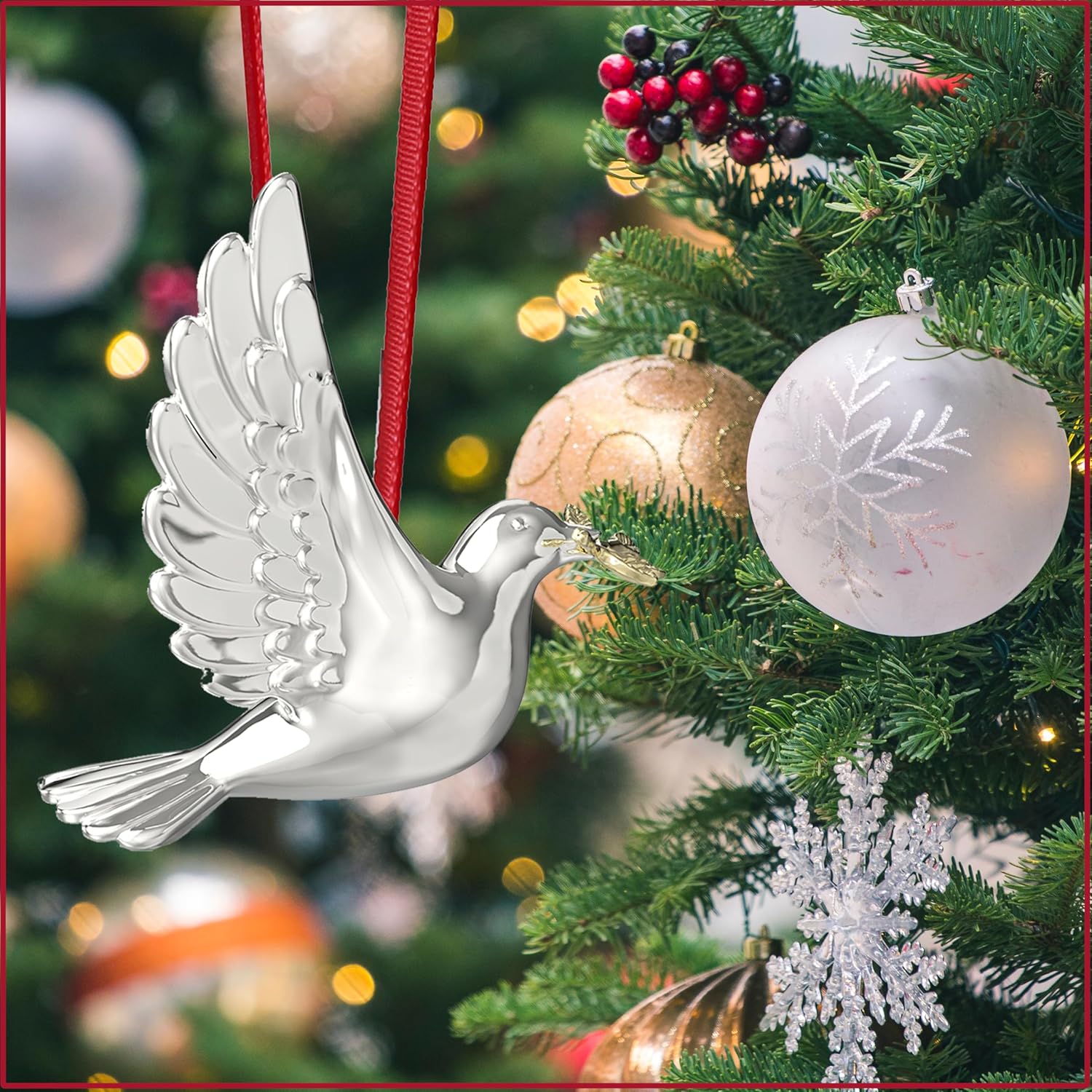 Shiny Silver Christmas Bird Ornament 35x4 Inch Pack of 1