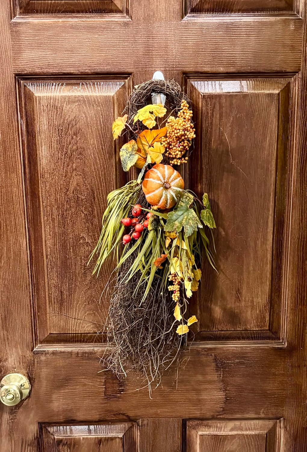 Fall Decor Wreath with Pumpkins and Berries 26