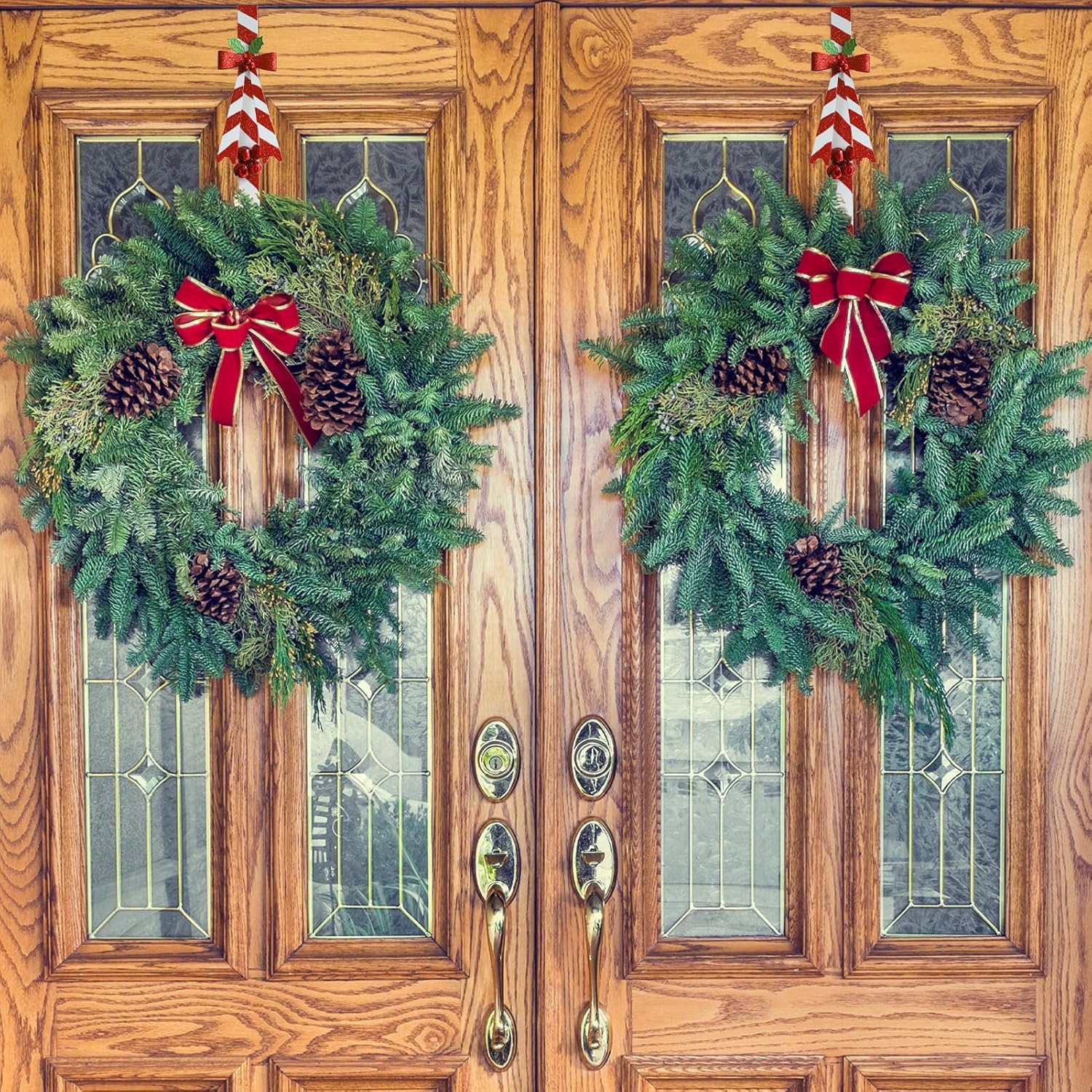 2 Pack Candy Cane Wreath Hangers for Front Door