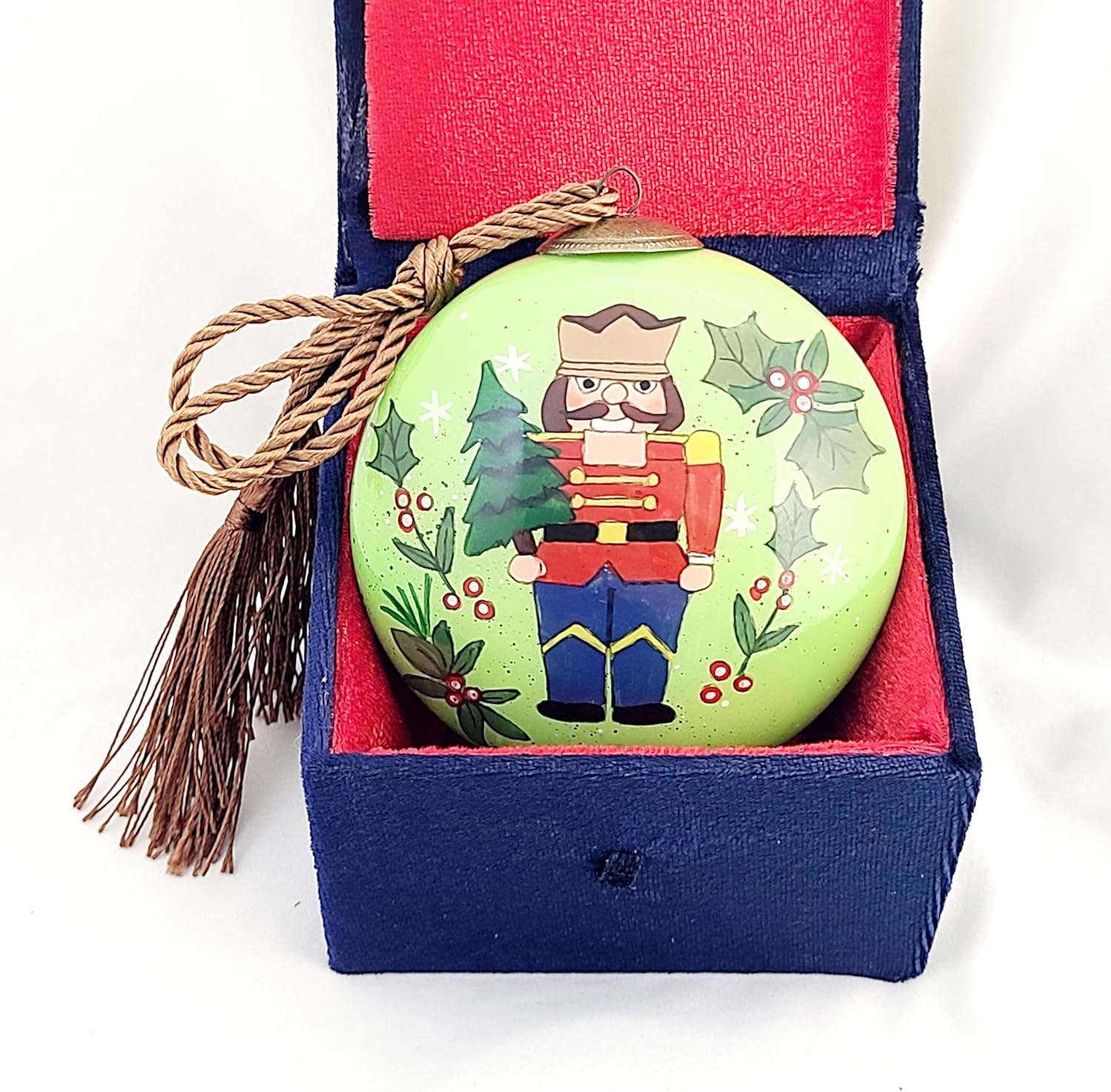 Inside-Painted Glass Nutcracker Soldier Ornament