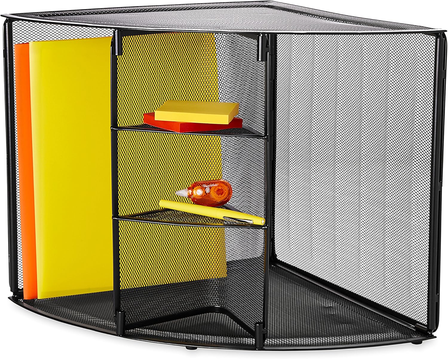 Rolodex Mesh Corner Desktop Shelf Black